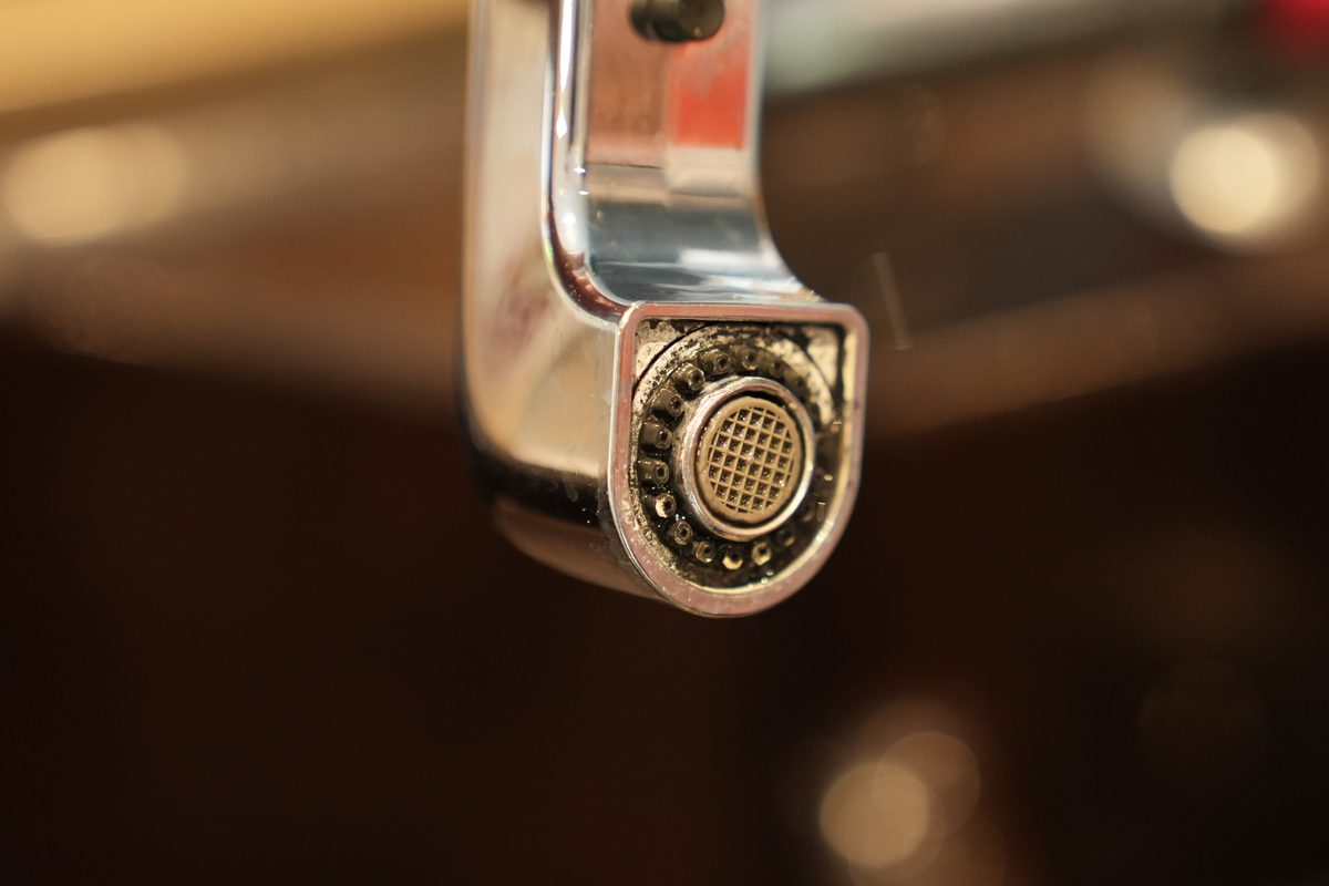 Mineral scale on a fixture supplied by untreated water