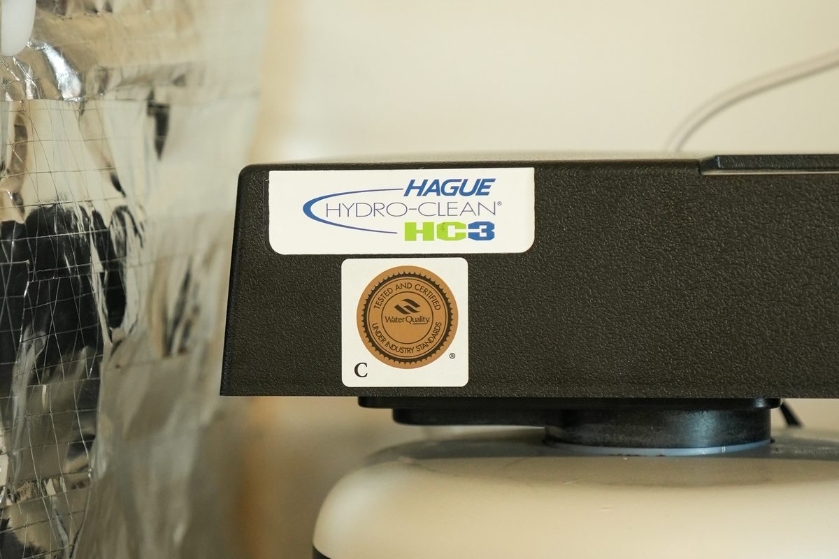 Hague Hydro-Clean HC3 control head carrying the Water Quality Association tested and certified seal